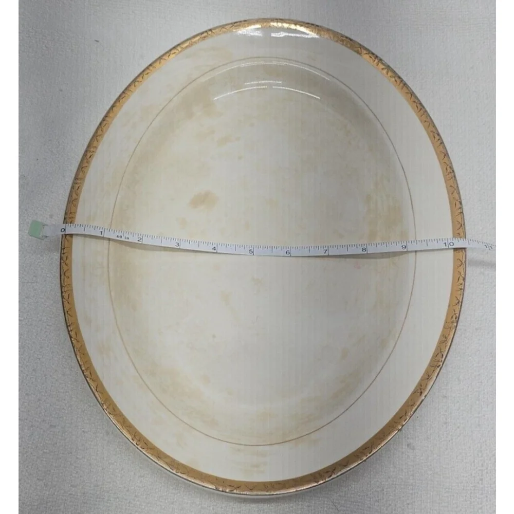 Vintage 22K Gold Rare Oval Serving Dish The Etched Design Sebring Pottery USA - Picture 2 of 16